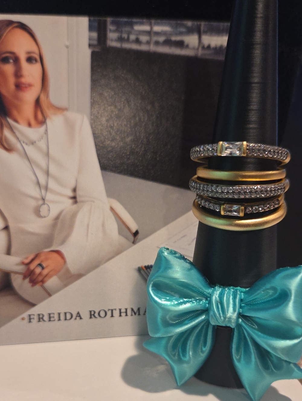 Two-Tone Gold and Silver Stackable Ring Set with Crystal Accents